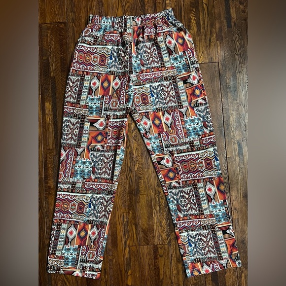 BDG Urban Outfitters Geometric Pull-on Pant in Red / Multicolor in Small - Picture 1 of 8